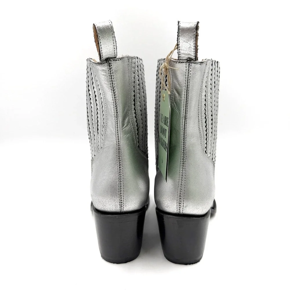 Mezcalero Ady Nuez Boot Silver Leather Western Pointed Toe Womens Sz 8.5 US